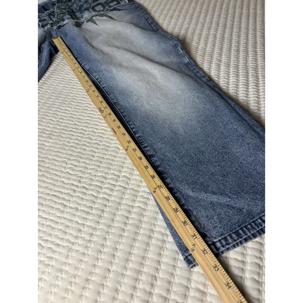 Akademiks Men's Jeans Sz 40 X 32 Relaxed‎ Fit Graphic Denim Y2K Streetwear Baggy